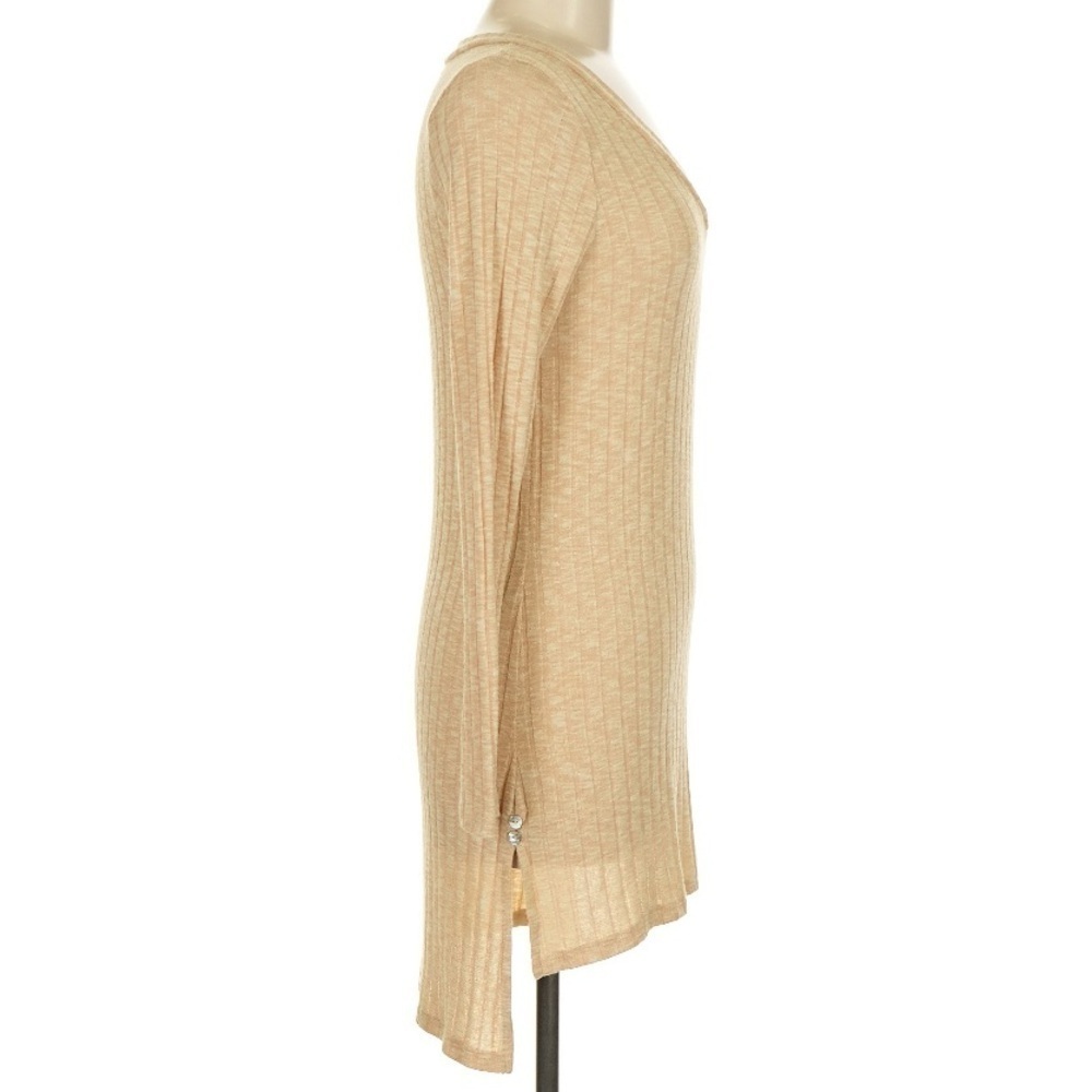 NWT DELETTA Long Sleeve V-Neck High Low Ribbed Sweater Dress Size Medium - Picture 4 of 6